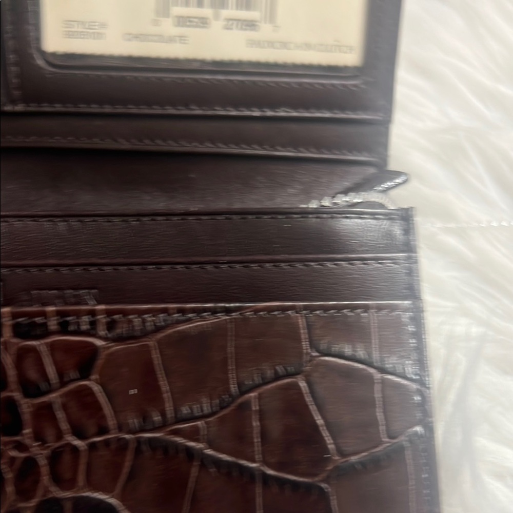 Ralph Lauren chocolate Faux croc 6in Clutch Wallet - Picture 7 of 8